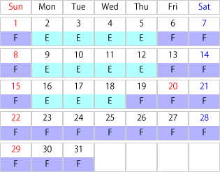 2026年03月 運賃カレンダー
