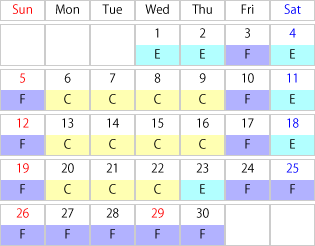 2026年04月 運賃カレンダー